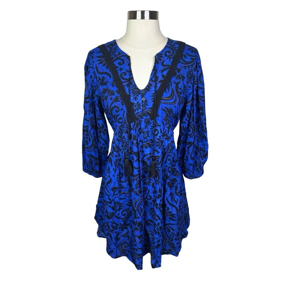 Band of the Free Blue & Black Floral Damask Dress - Size Small
